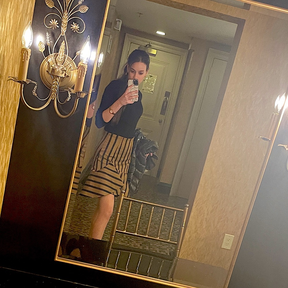 DOROTHEE SCHUMACHER striped asymmetrical black gold skirt